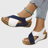 Belmira™ | Sandália slingback confortável de cunha em bloco de cores