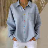 Rebeca™ | Camisa casual às riscas de manga comprida