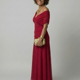 Casimira™ | Vestido midi de ombros descobertos com decote drapeado