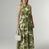 Silvana™ | Vestido midi com decote halter e cintura franzida