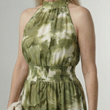 Silvana™ | Vestido midi com decote halter e cintura franzida