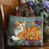 Rosinha™ | Bolsa tote artesanal com padrão de gato e flores