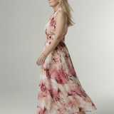 Silvana™ | Vestido midi com decote halter e cintura franzida