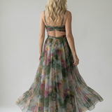 Isaltina™ | Vestido maxi transpassado com efeito degradé e alças finas