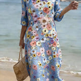 Vestido casual de senhora com estampado floral.
