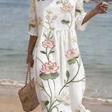 Vestido casual de senhora com estampado floral.