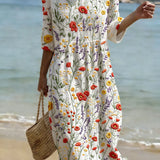 Vestido casual de senhora com estampado floral.