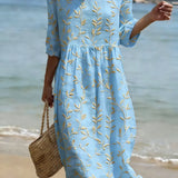 Vestido casual de senhora com padrão floral.