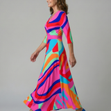 Celeste™ | Vestido midi floral com decote cruzado e manga a três quartos