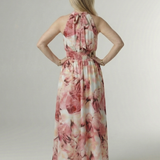Silvana™ | Vestido midi com decote halter e cintura franzida