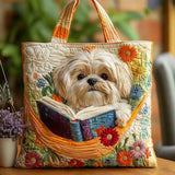 Apresentação™ | Saco Tote Artesanal com Estampado de Shih Tzu e Flores