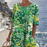 Piedade™ | Vestido midi floral com corte em A