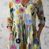 Ludmila | Blusa longa estampada com decote em V