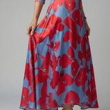 Celeste™ | Vestido midi floral com decote cruzado e manga a três quartos