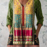 Elga | Blusa longa estampada com decote em V