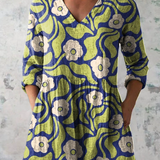 Eduarda | Blusa comprida estampada com decote em V