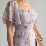 Valdivia™ | Vestido comprido floral com mangas borboleta e decote quadrado