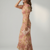 Gilberta™ | Vestido maxi floral com gola alta e manga bufante