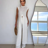 Brígida™ | Conjunto Branco de Túnica com Folhos e Calças