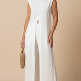 Brígida™ | Conjunto Branco de Túnica com Folhos e Calças