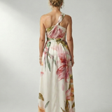 Argentina™ | Vestido maxi halter com estampado floral grande
