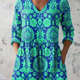 Inés | Blusa comprida estampada com decote em V