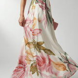 Argentina™ | Vestido maxi halter com estampado floral grande