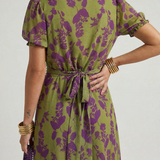 Filismina™ | Vestido midi floral transpassado de manga curta