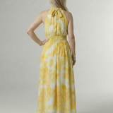 Silvana™ | Vestido midi com decote halter e cintura franzida