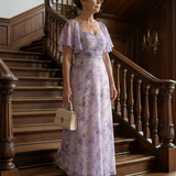 Valdivia™ | Vestido comprido floral com mangas borboleta e decote quadrado