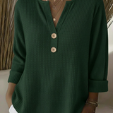 CELIA | T-shirt de gola Henley com textura e botões