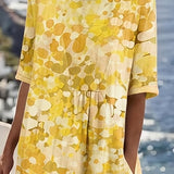 Piedade™ | Vestido midi floral com corte em A