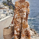 Piedade™ | Vestido midi floral com corte em A