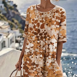 Piedade™ | Vestido midi floral com corte em A