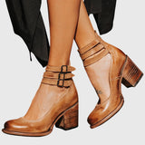 Casilda™ | Botim Vintage de Salto Grosso com Fivelas