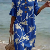 Vestido casual de senhora com estampado floral.