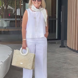 Trindade™ | Conjunto Branco de Blusa e Calças Longas