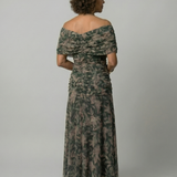 Casimira™ | Vestido midi de ombros descobertos com decote drapeado