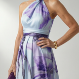 Argentina™ | Vestido maxi halter com estampado floral grande