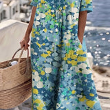 Piedade™ | Vestido midi floral com corte em A