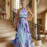 Argentina™ | Vestido maxi halter com estampado floral grande