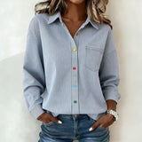 Rebeca™ | Camisa casual às riscas de manga comprida