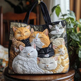 Almerinda™ | Mala tote artesanal com estampado de gatos adormecidos