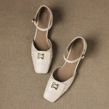 Ercília Mary Janes de couro com fivela