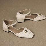 Ercília Mary Janes de couro com fivela