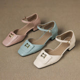 Ercília Mary Janes de couro com fivela