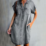Verónica™ | Vestido-camisa curto de manga curta com botões
