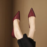 Sapatos Carminha de salto baixo em pele