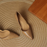 Sapatos Carminha de salto baixo em pele