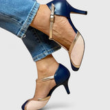 Paloma™ | Sandália de Salto Bicolor com Tira em T